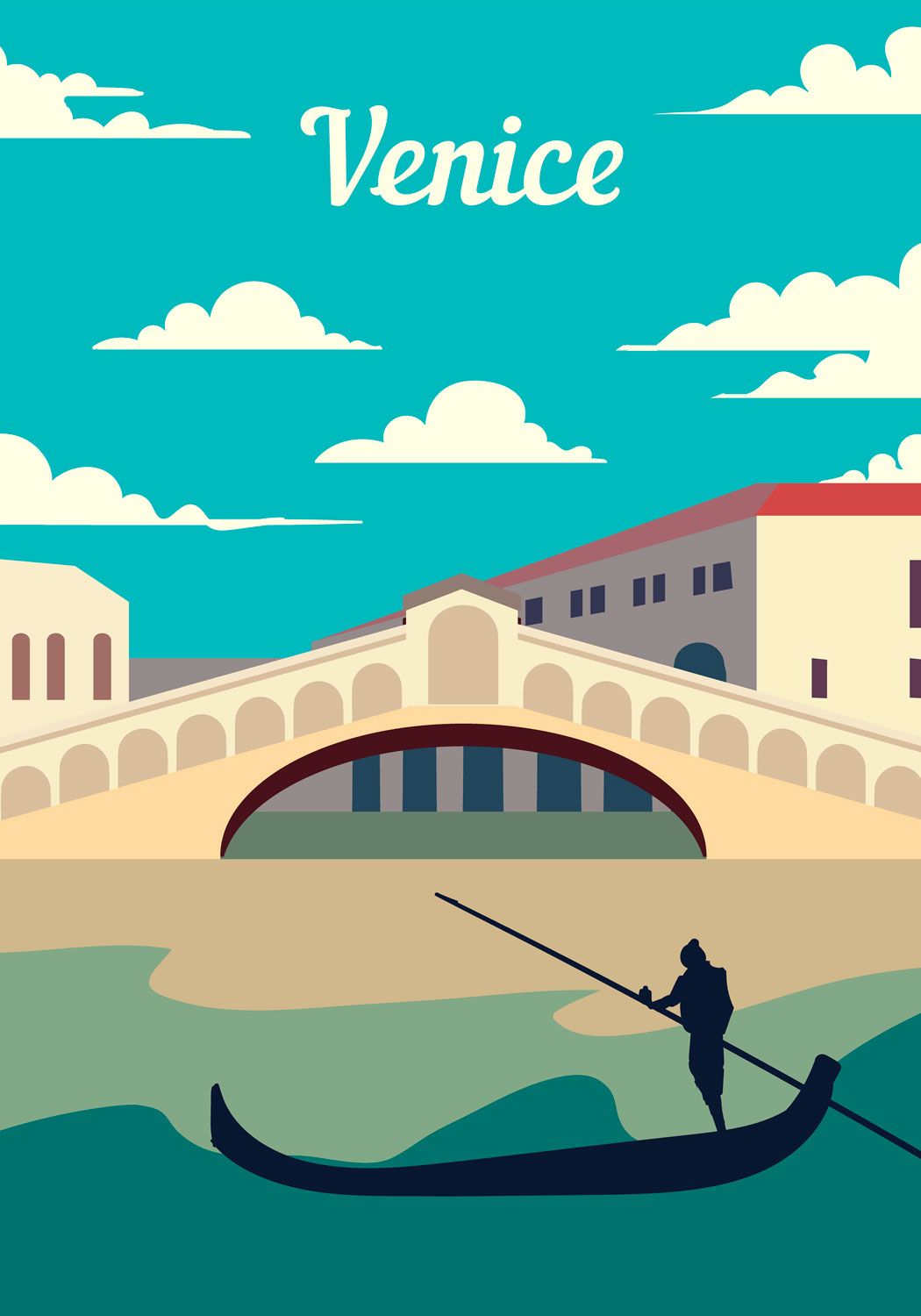 Venice Travel Poster. Free UK Delivery
