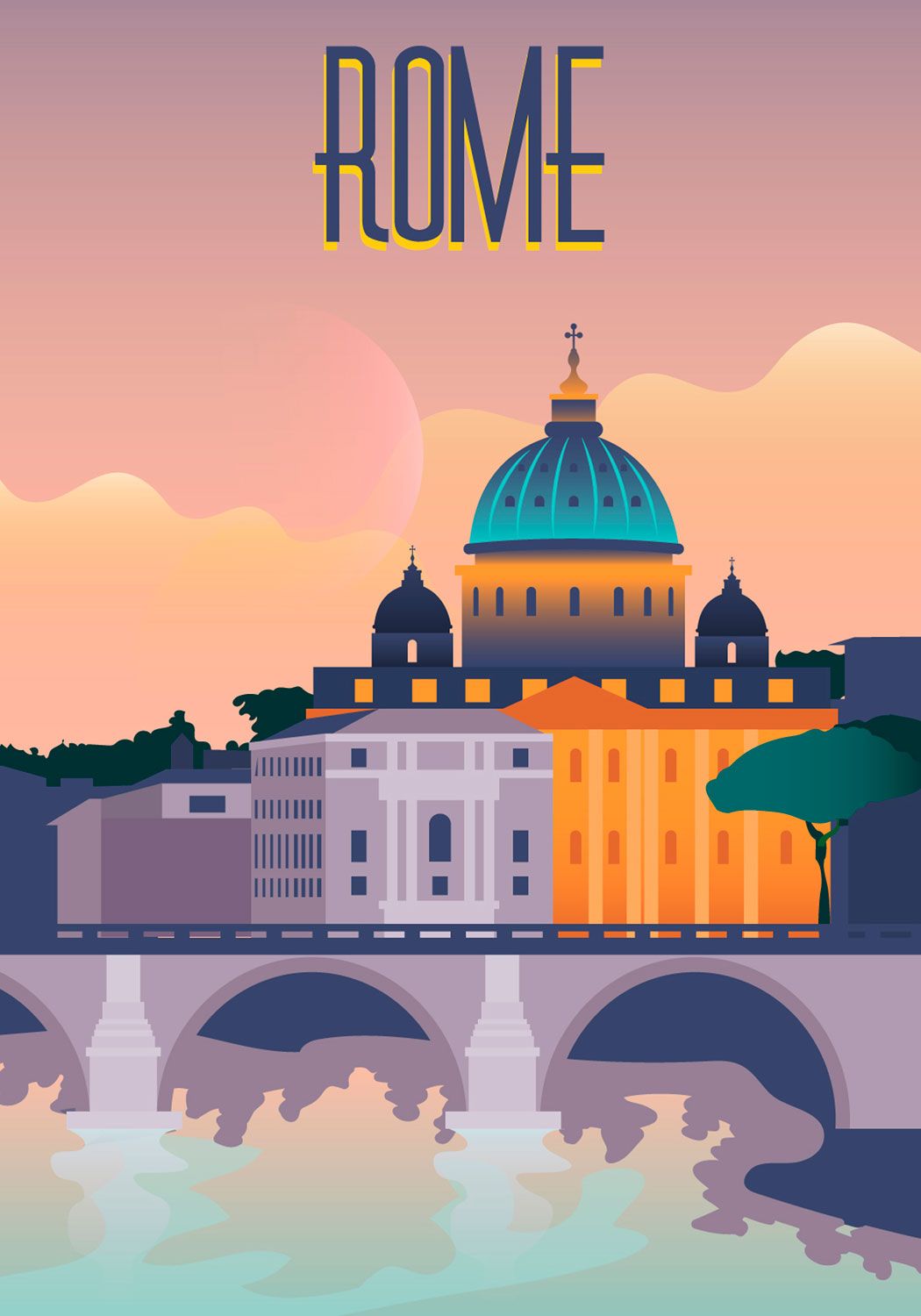 Rome Travel Poster. Free UK Delivery