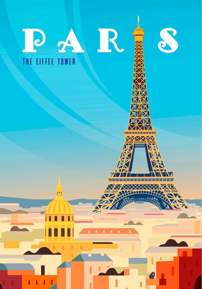 Paris Travel Poster. Free UK Delivery