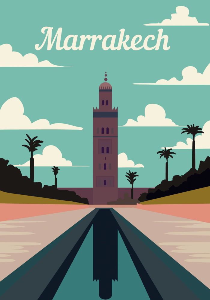 Marrakech Travel Poster. Free UK Delivery