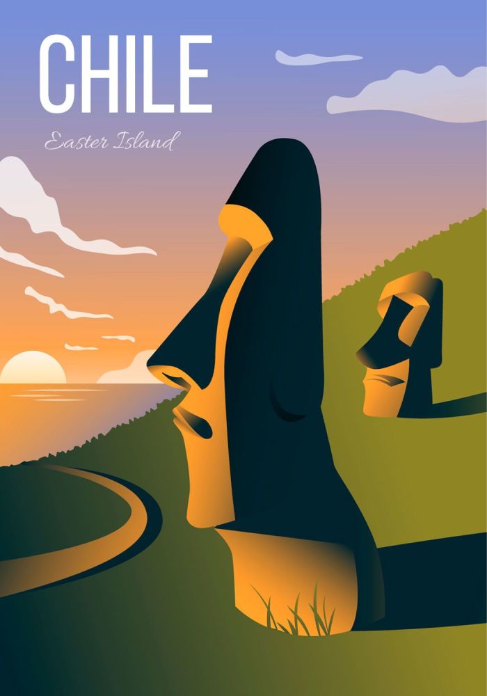 Chile Travel Poster. Free UK Delivery