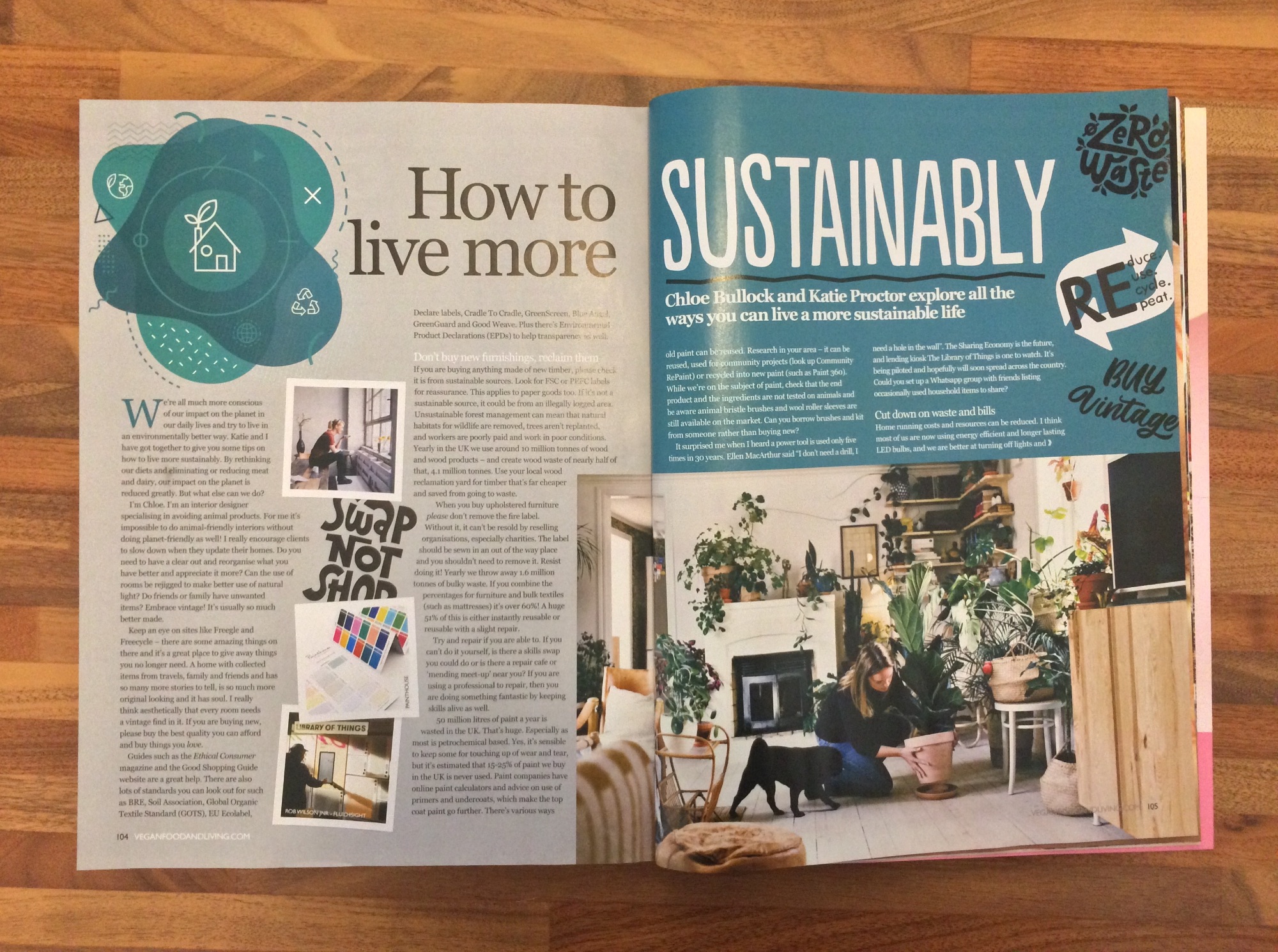Vegan Food and Living magazine 'How to live more sustainably' - March 2020