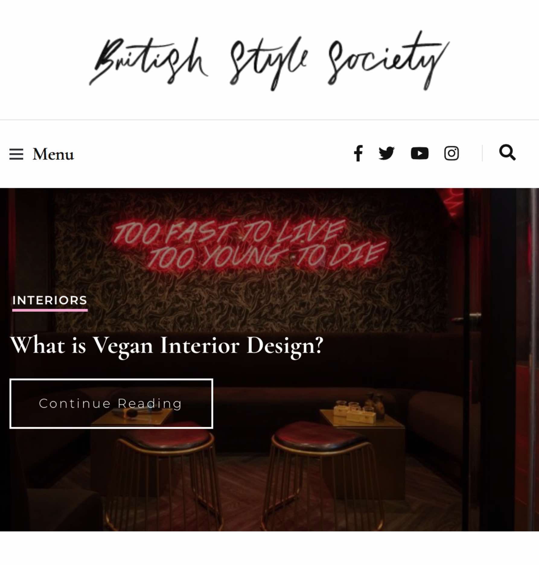 British Style Societyâ€™ platform 'What is vegan interior design?' â€“ July 2019