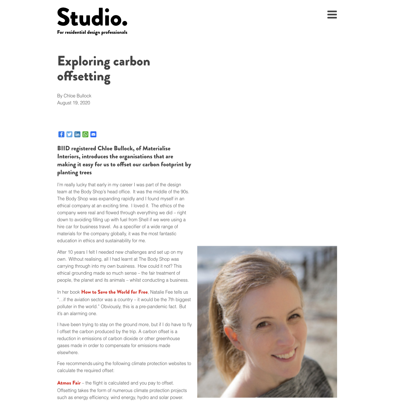 Studio magazine 'Carbon Offsetting' - September 2020