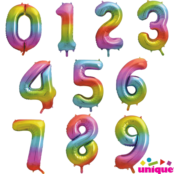 Rainbow Jumbo Number Balloons