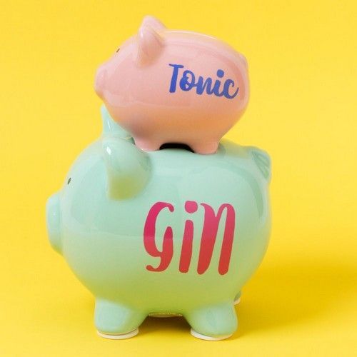 Pennies & Dreams - Gin & Tonic - Ceramic Double Pig Money Bank