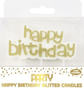 Happy Birthday Glitter Candle - Gold