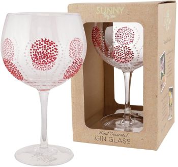 Sunny Hand Decorated Gin Glass Red Burst