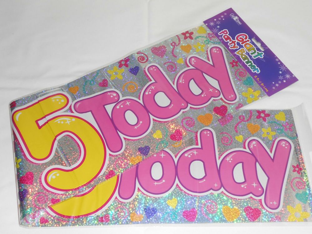 Giant 5 Today Birthday Banner Pink