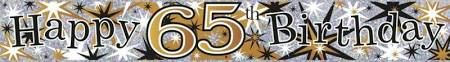 Happy Birthday 65th Party Banner