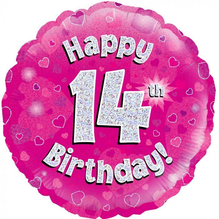 14th Foil Balloon Pink