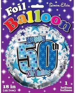 50th Foil Balloon Blue