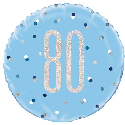 80th Foil Balloon Blue