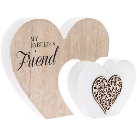 Large Wooden Heart Plaque - Fabulous Friend