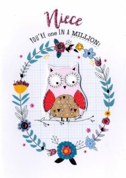 Niece You're One In A Million! - Birthday Card