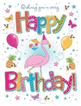 Happy Birthday - Flamingo - Card
