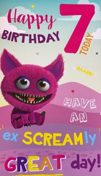  7 Today Happy Birthday - Monster - Card
