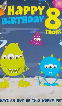  8 Today Happy Birthday - Monster - Card