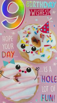  9 Birthday Wishes - Doughnut - Card