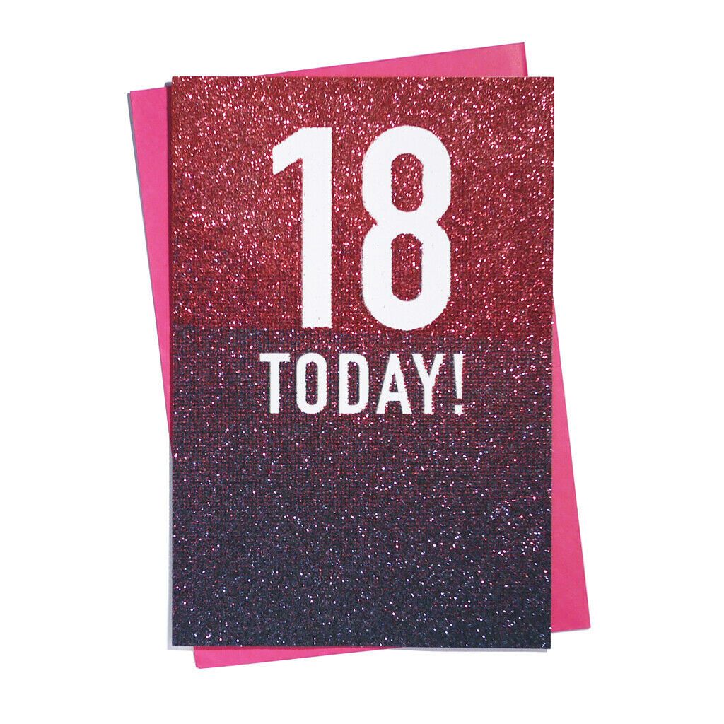   18 Today! Glitter Ombre Birthday Card