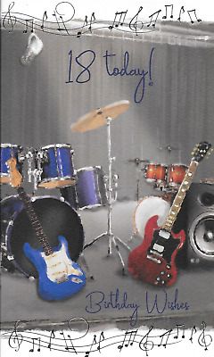   18 Today! Birthday Wishes Guitar Birthday Card