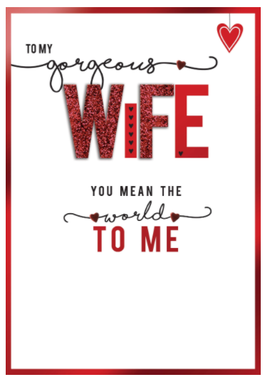 To My Gorgeous Wife You Mean The World To ME - Handmade Card