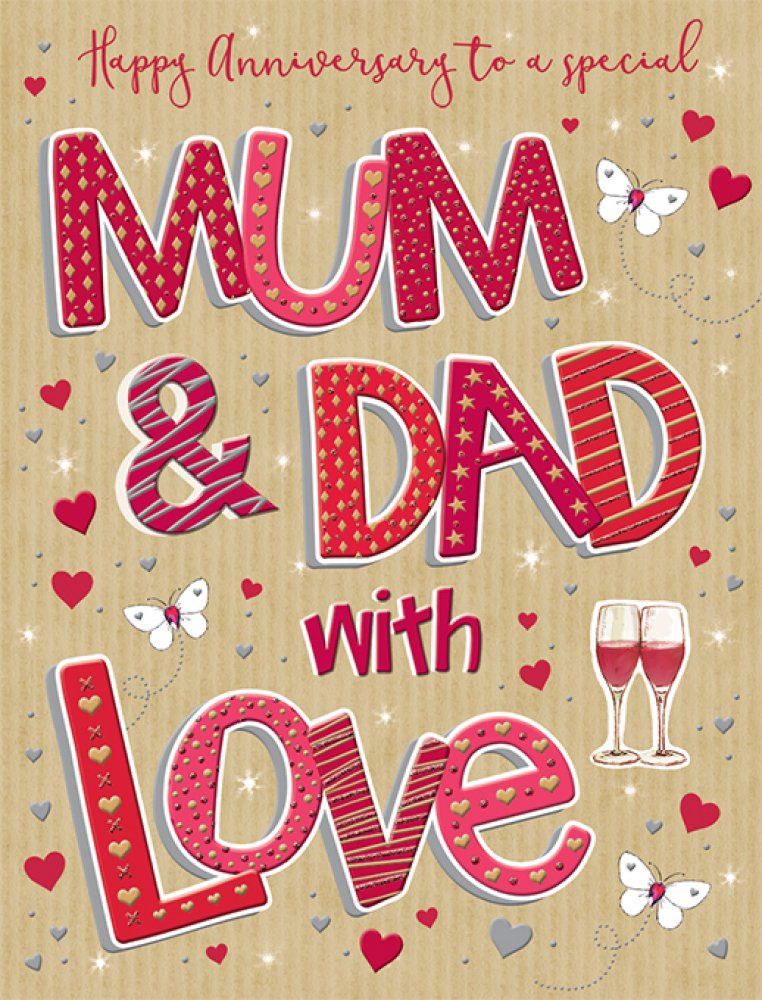 Happy Anniversary To A Special Mum & Dad With Love - Handmade Card