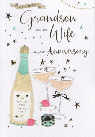 For A Special Grandson And His Wife On Your Anniversary - Card