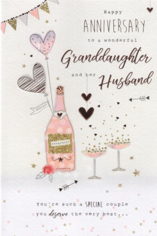 Happy Anniversary To A Wonderful Granddaughter And Her Husband - Card