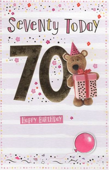         70 Today - Happy Birthday - Teddy - Card