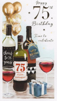        Happy 75th Birthday - Time To Celebrate - Birthday Card