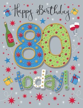     Handmade Happy Birthday 80 Today! Birthday Card 
