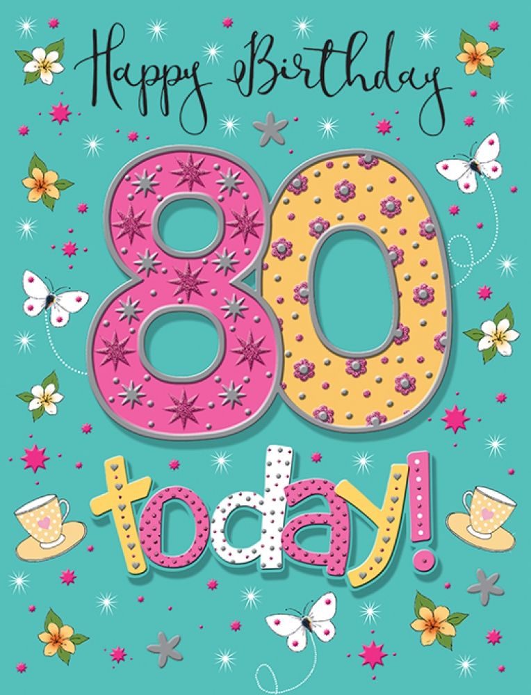     Handmade Happy Birthday 80 Today! Birthday Card