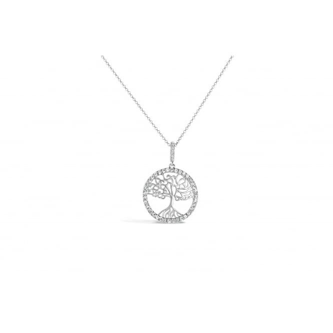 Tree Of Life Rhodium Plated Long Necklace 