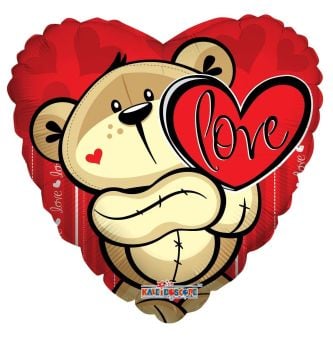 Heart Teddy Love Foil Balloon