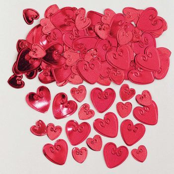 Loving Hearts Ruby Embossed Metallic Confetti 14g 