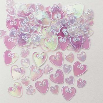 Loving Hearts Iridescent Embossed Metallic Confetti 14g