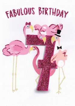  7 Fabulous Birthday - Flamingo - Card