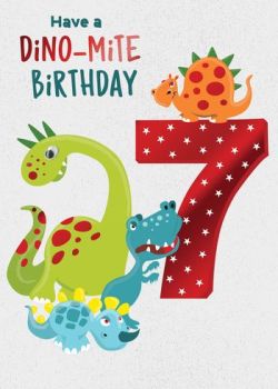  7 Dino-Mile Birthday - Card