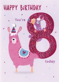  8 Today Happy Birthday - Llama - Card