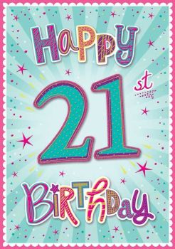   Happy 21st Birthday - Boxed Card