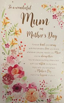 To A Wonderful Mum On Mother's Day - Large Card
