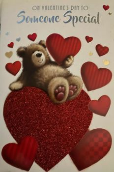 On Valentine's Day To Someone Special - Teddy & Hearts - Valentine's Day Card