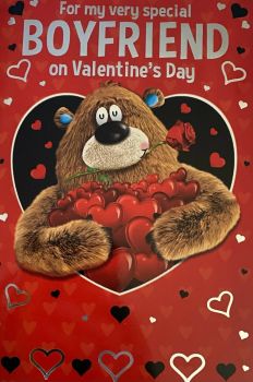 For My Very Special Boyfriend On Valentine's Hearts and Teddy - Card