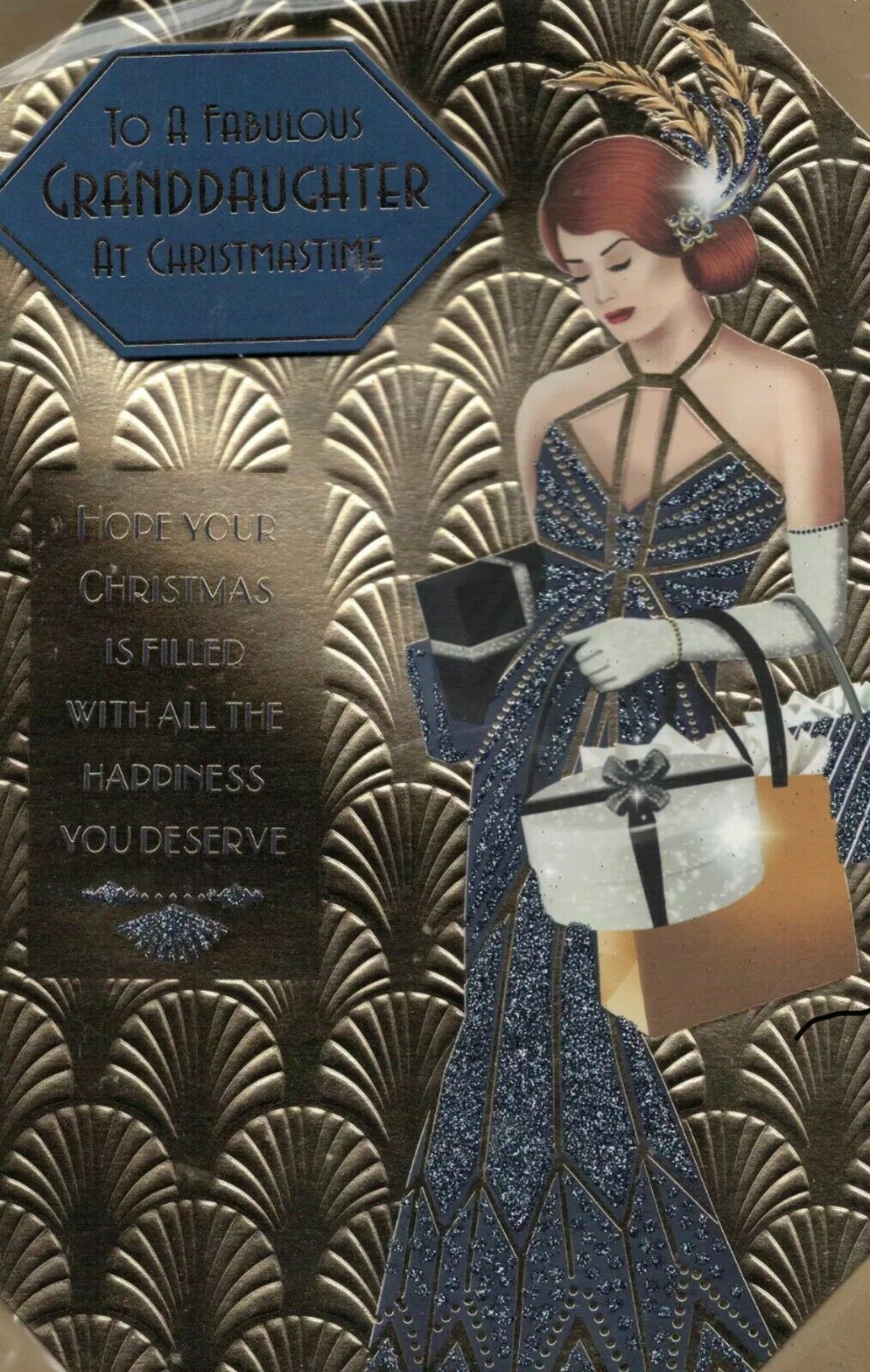 Art Deco Christmas Card - To A Fabulous Granddaughter At Christmastime