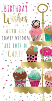 Birthday Wishes With Age Comes Wisdom, And Lots Of Cake! - Birthday Card