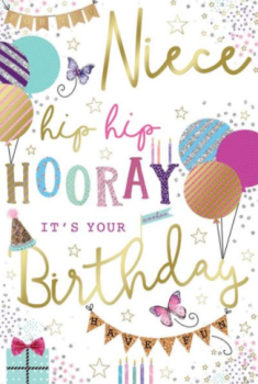 For You Niece Hip Hip Hooray It's Your Birthday - Birthday Card