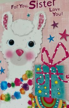 For You, Sister Love You! Llama Birthday - Card
