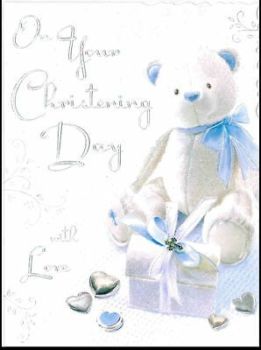On Your Christening Day - Teddy Card