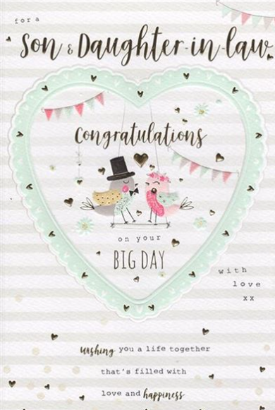 For A Son & Daughter In Law On Your Big Day - Card